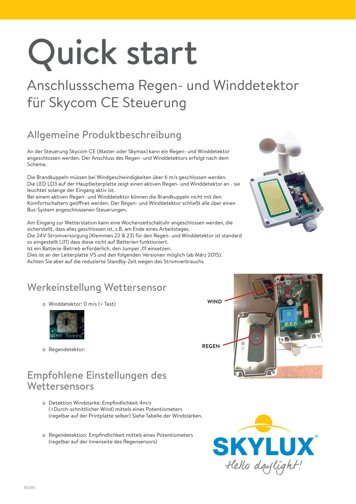 Schémas de raccordement Skycom Control Units - Skylux