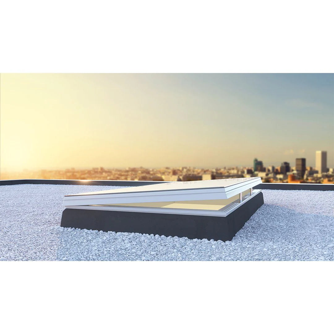 Skylux platdakraam iWindow2 complete set - opengaande uitvoering met PVC-opstand 20/00 EP - verduisteringsgordijn 1000 x 3000 mm