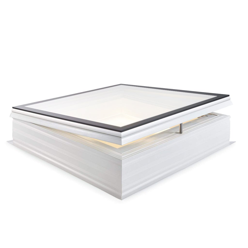 Skylux Flachdachfenster iWindow2 Komplettset - öffnende Ausführung opal mit PVC-Aufsetzkranz 20/00 EP - LED - Verdunkelungsvorhang 0550 x 0550 mm