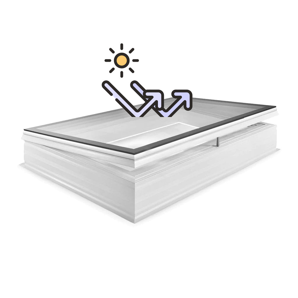 Skylux platdakraam iWindow2 complete set - opengaande uitvoering zonwerend glas - met pvc-opstand 20/00 EP binnenzonwering 0500 x 0700 mm