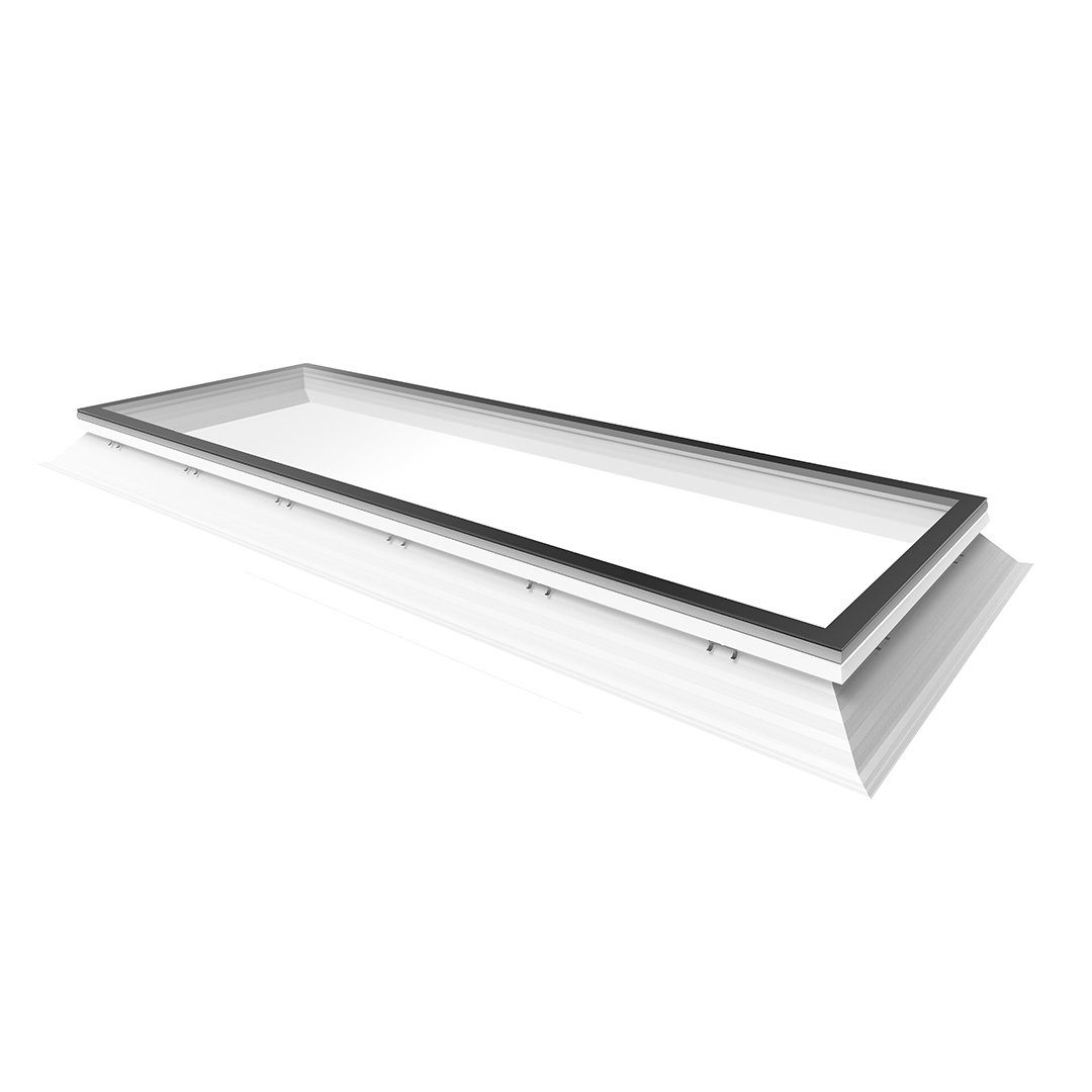 Skylux iWindow2 flat roof window pre-assembled - fixed version clear with PVC curb 16/20 EP 1000 x 3000 mm