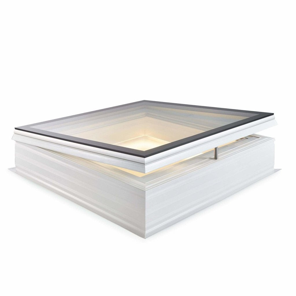 Skylux flat roof window iWindow3 complete set - opening version with PVC curb 20/00 EP - LED - blackout curtain 0600 x 0600 mm