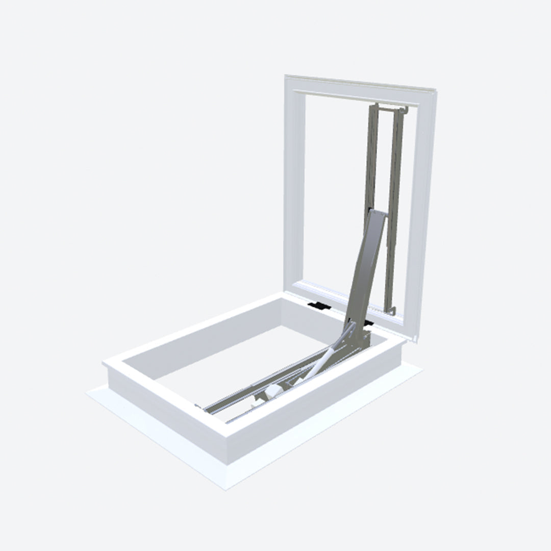 Elektrische daktoegang met polyester opstand 30/00 & iDome hybride koepel 700 x 1000 mm - Dakopening = dagmaat