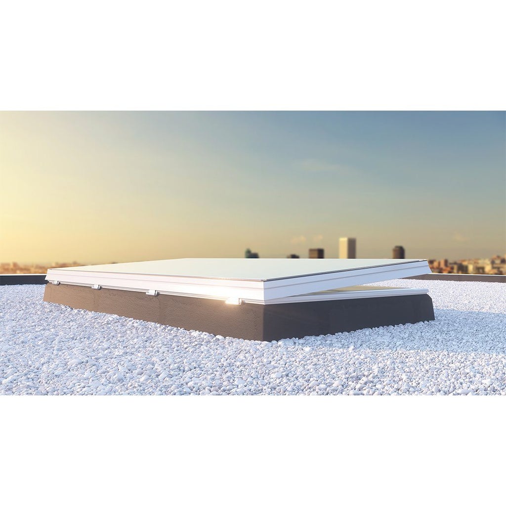 Skylux flat roof window iWindow2 complete set - opening version with PVC curb 20/00 EP - insect screen 0850 x 0850 mm