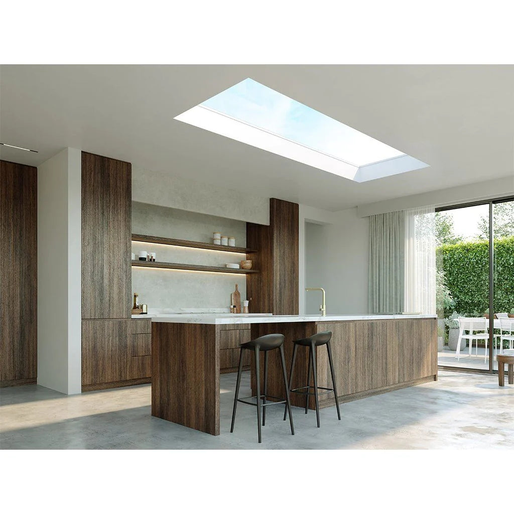 Skylux platdakraam iWindow2 complete set - opengaande uitvoering met PVC-opstand 20/00 EP - insectengaas 1000 x 3000 mm