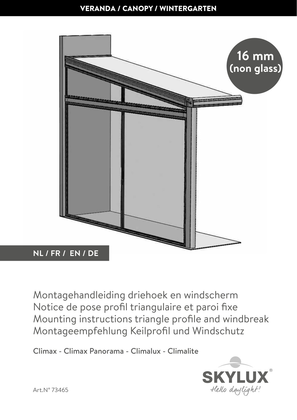 Montagehandleiding Driehoek & Windscherm