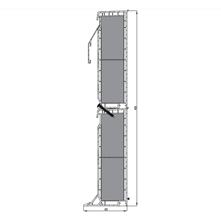 ventilerende pvc-opstand 20/00 met vluchtraam met kruk - enkel systeem 0600 x 1500 mm