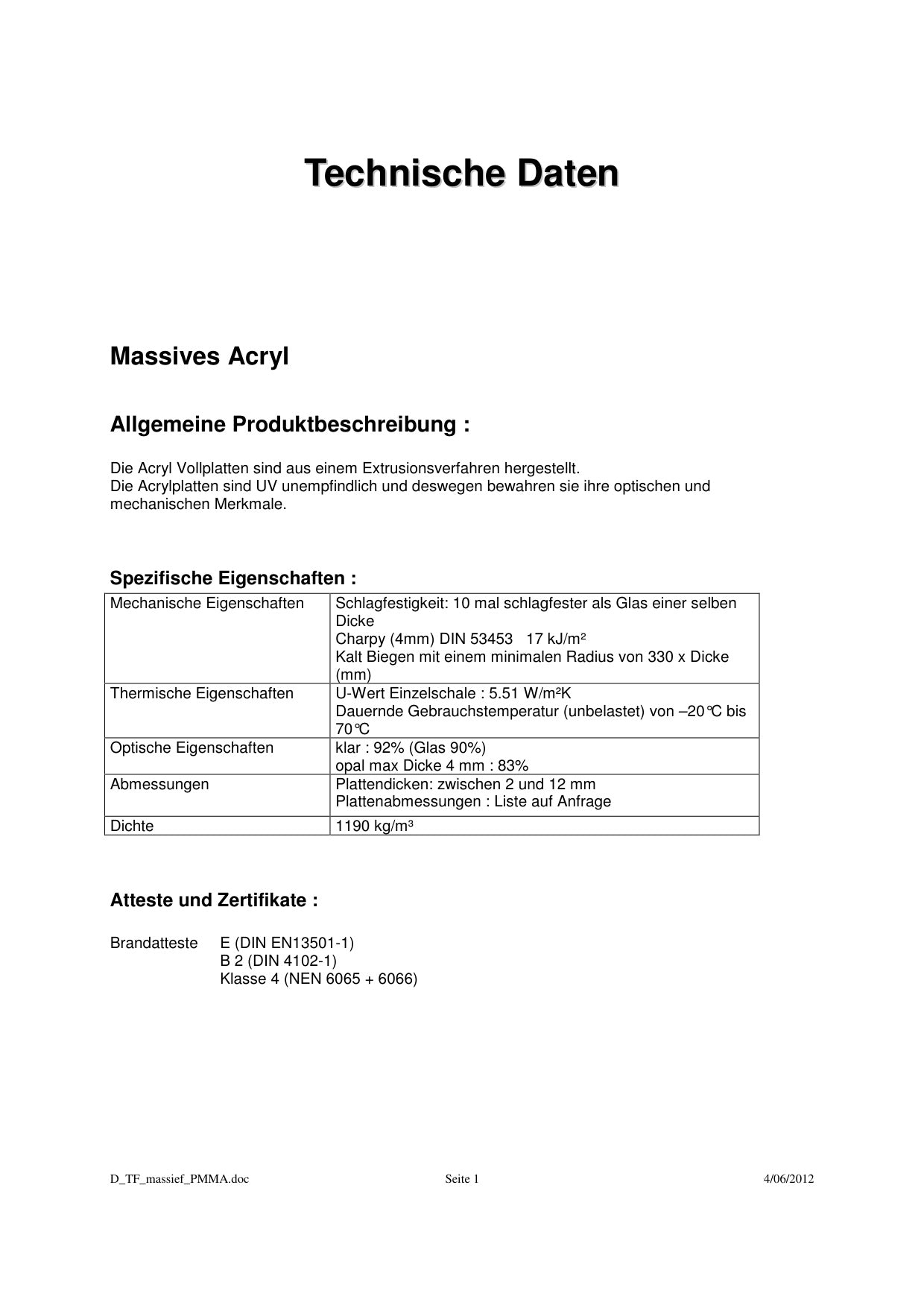 Technisch Dossier Kunststofplaten - Skylux
