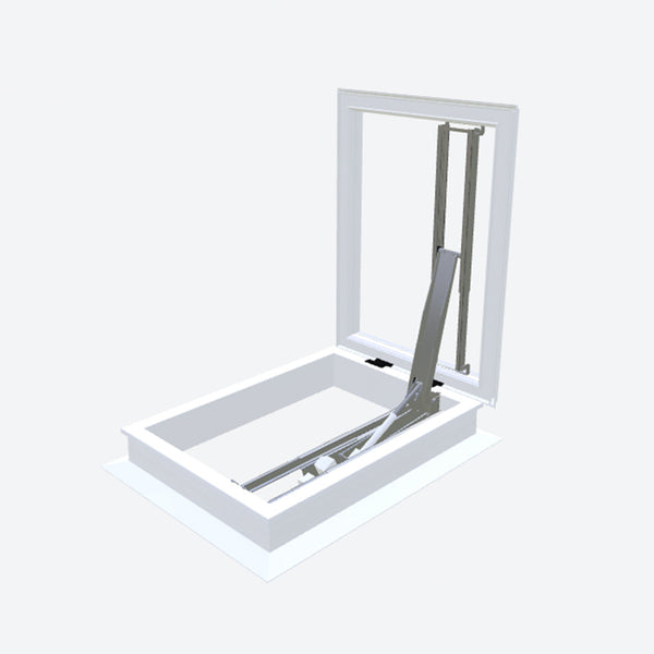 Elektrische daktoegang met polyester opstand 30/00 & iWindow2 platdakraam 1000 x 1300 mm - Dakopening = dagmaat