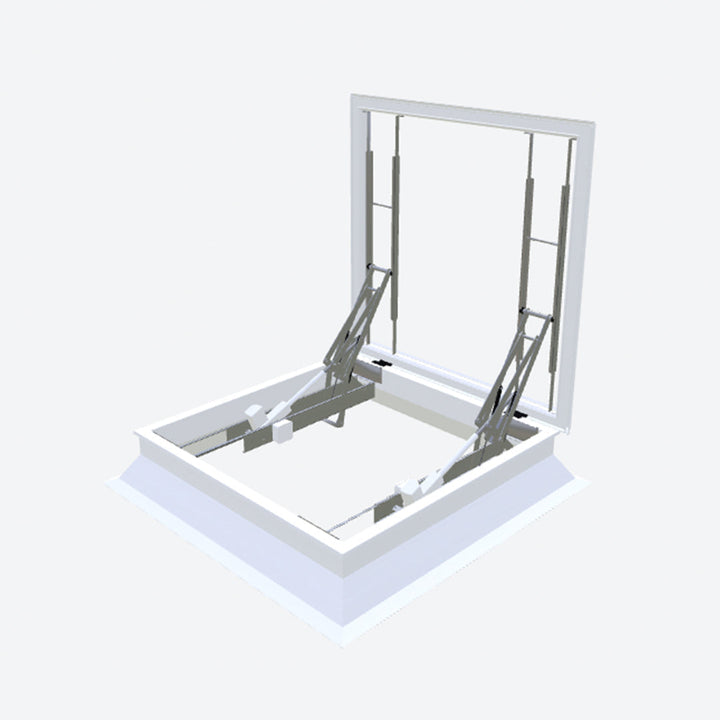 Elektrische daktoegang met pvc-opstand 30/20 & iWindow2 platdakraam 1200 x 1200 mm Let op! - Dakopening = 1400 x 1400 mm