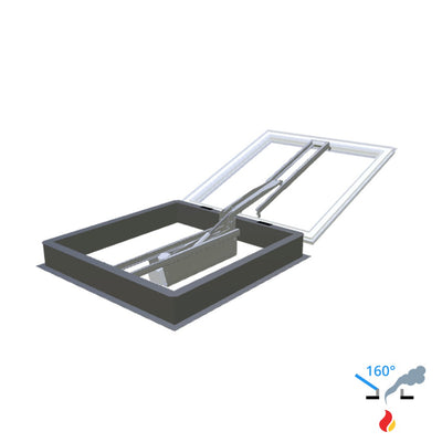 Skylux 160° CE met koepel en metaalopstand met LM-motor 1000 x 1000 mm