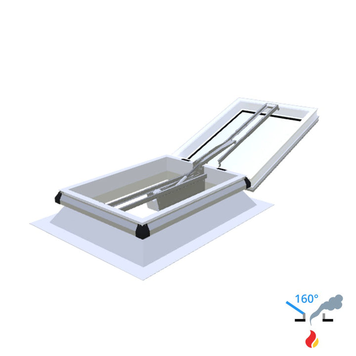 Skylux 160° CE met koepel en polyester opstand 30/20 met dubbele LM-motor en windvang - iDome 0800 x 1300 mm