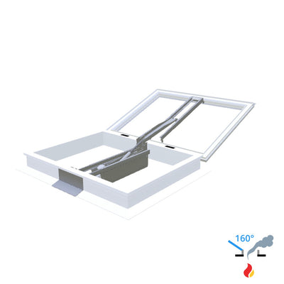Skylux 160° CE met koepel en pvc-opstand 16/00 met LM-motor en windvang 0700 x 1000 mm
