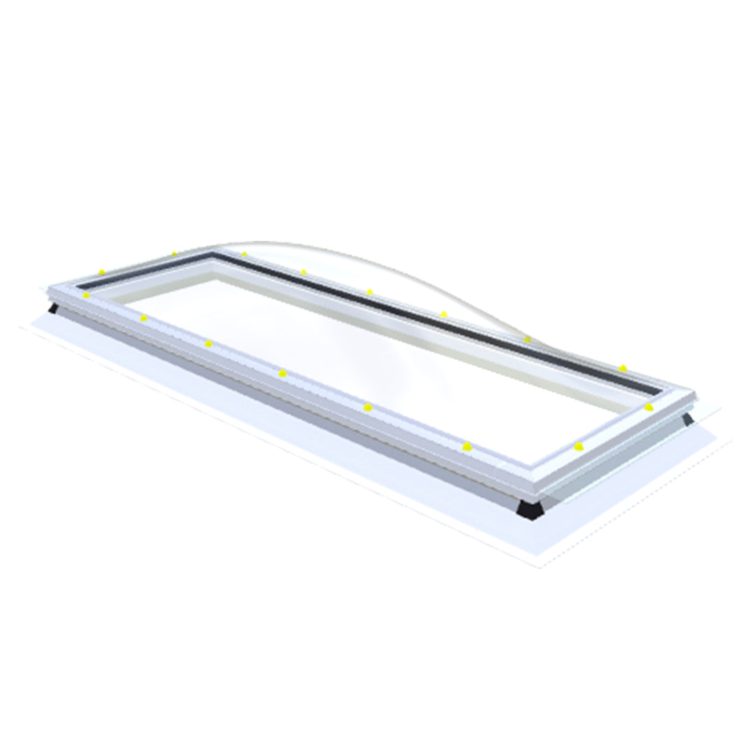 Skylux iDome voorgemonteerd - vaste uitvoering helder - met 16/20 EP opstand 1000 x 3000 mm