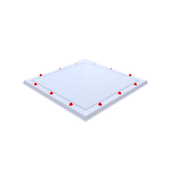 Skylux piramide polycarbonaat lichtkoepel dubbelwandig - pc helder / pmma opaal 1000 x 1000 mm