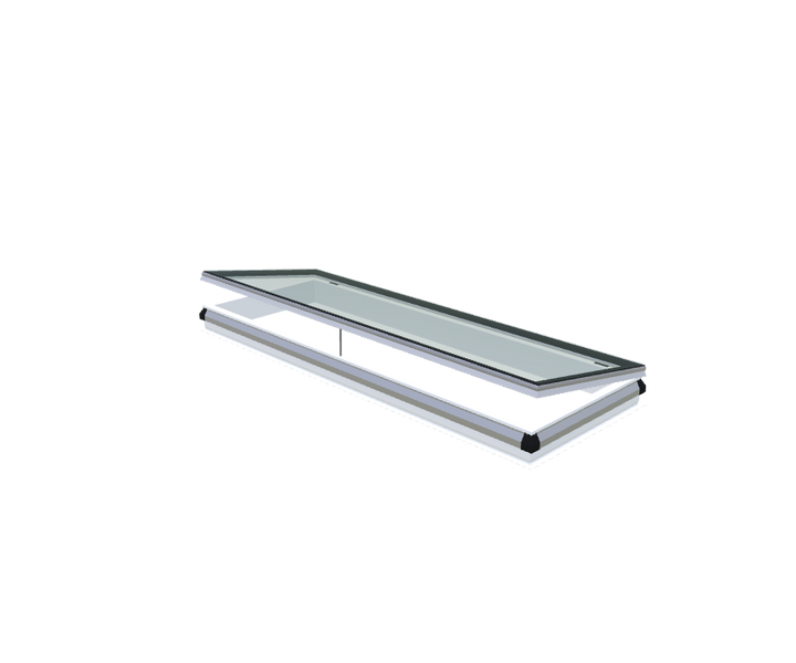 Skylux platdakraam iWindow2 complete set - opengaande uitvoering met PVC-opstand 20/00 EP 1000 x 3000 mm