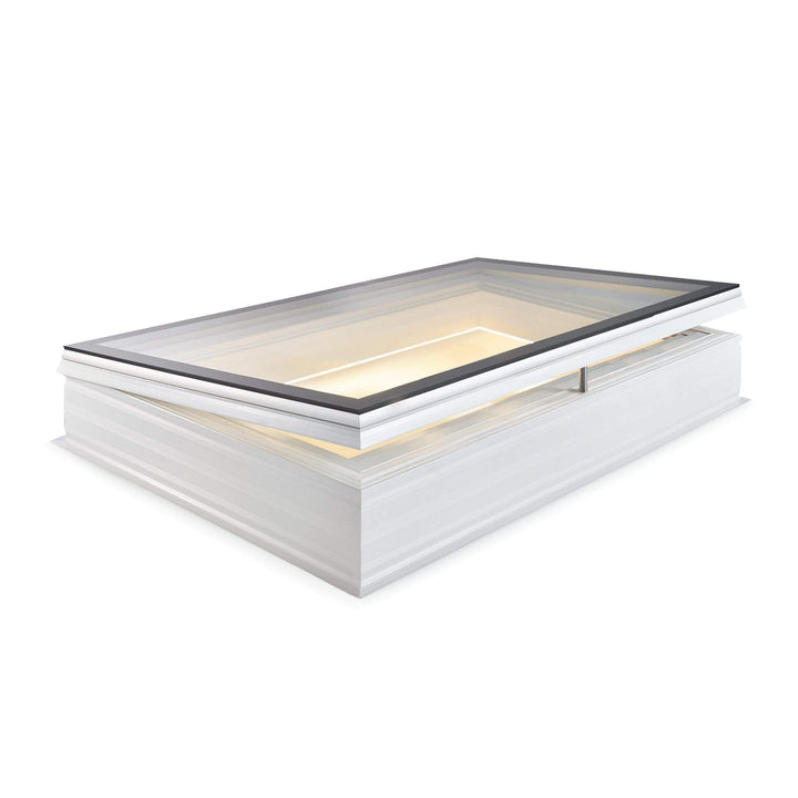 Skylux platdakraam iWindow2 complete set - opengaande uitvoering met pvc-opstand 20/00 EP - LED 0400 x 0700 mm