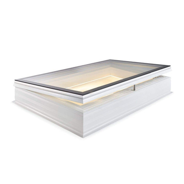 Skylux platdakraam iWindow2 complete set - opengaande uitvoering met pvc-opstand 20/00 EP - LED 0400 x 1300 mm