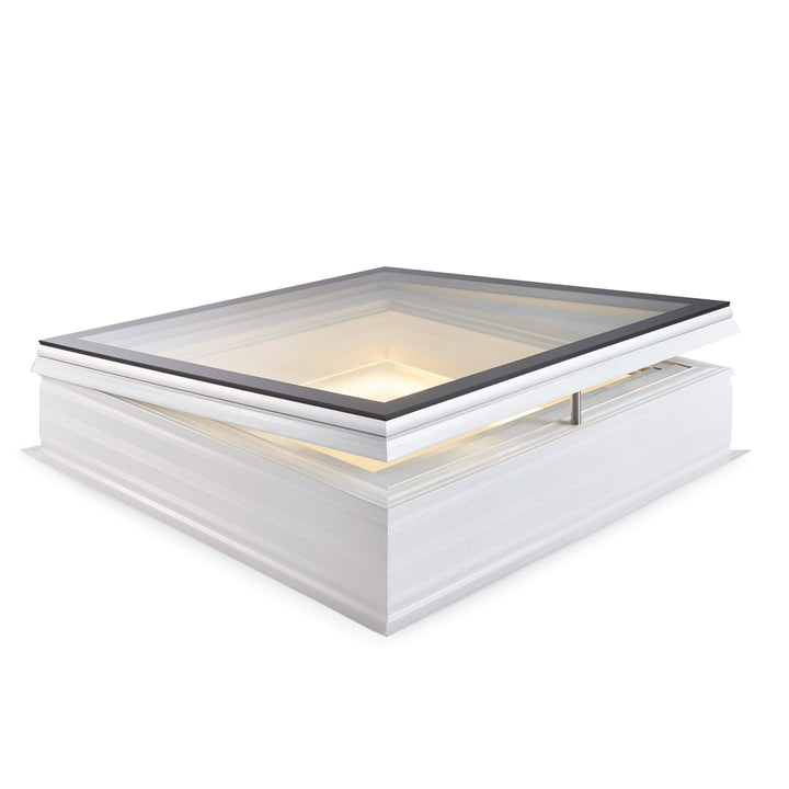 Skylux platdakraam iWindow2 complete set - opengaande uitvoering met pvc-opstand 20/00 EP - LED 0700 x 0700 mm