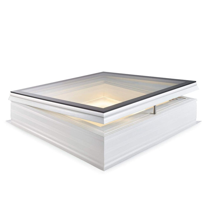 Skylux platdakraam iWindow2 complete set - opengaande uitvoering met pvc-opstand 20/00 EP - LED - insektengaas 0500 x 0500 mm