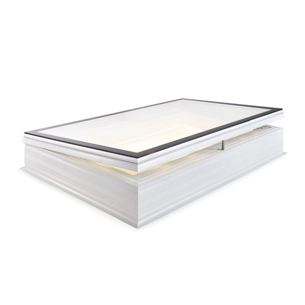 Skylux platdakraam iWindow2 complete set - opengaande uitvoering opaal met pvc-opstand 20/00 EP - LED - insektengaas 0400 x 0700 mm