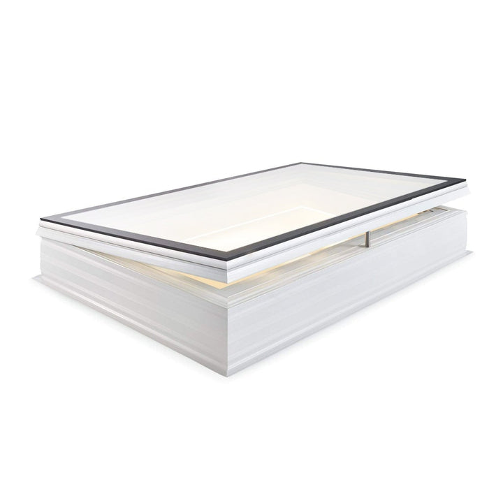 Skylux platdakraam iWindow2 complete set - opengaande uitvoering opaal met pvc-opstand 20/00 EP - LED - insektengaas 0400 x 1000 mm