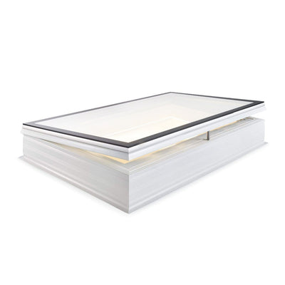 Skylux Flachdachfenster iWindow2 Komplettset - öffnende Ausführung opal mit PVC-Aufsetzkranz 20/00 EP - LED - Verdunkelungsvorhang 1000 x 1500 mm