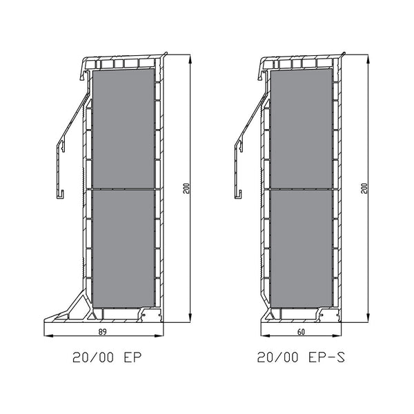 Stapelbare pvc-opstand 20/00 EP-S voor verhoging (20cm) lichtkoepel of platdakraam met 4 inserts 1100 x 1100 mm