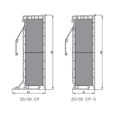 Stapelbare pvc-opstand 20/00 EP-S voor verhoging (20cm) lichtkoepel of platdakraam met 4 inserts 1300 x 1300 mm