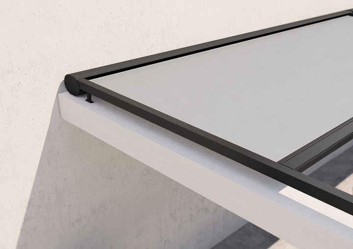 Sunworker-doek met ritssluitingstechnologie, strak en kreukvrij gespannen in zes moderne tinten.