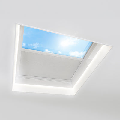 Skylux platdakraam iWindow3 complete set - opengaande uitvoering opaal met pvc-opstand 20/00 EP - LED - binnenzonwering 1100 x 1100 mm