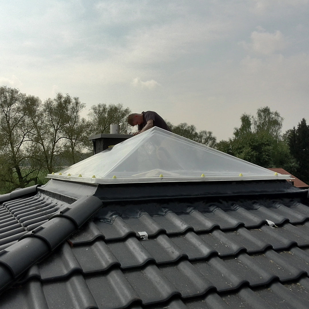 Skylux piramide polycarbonaat lichtkoepel 3-wandig - pc helder / pmma helder / pmma helder 1200 x 1200 mm