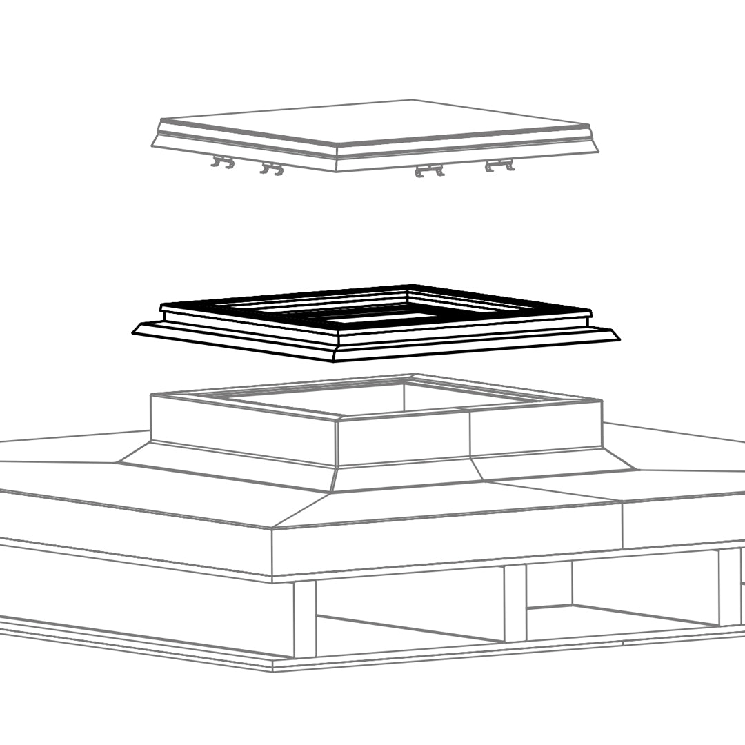renovatiekader pvc met inserts voor lichtkoepel of platdakraam 0900 x 0900 mm