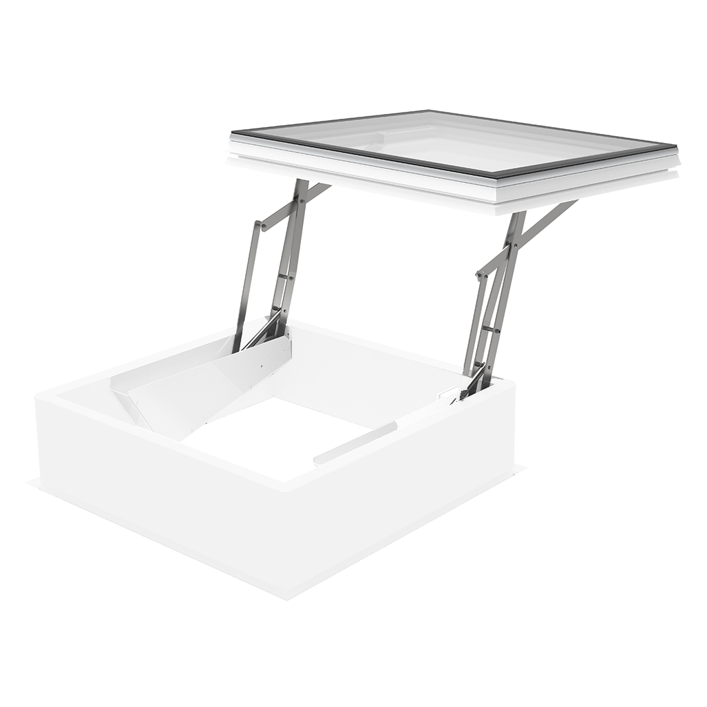 Elektrische daktoegang met polyester opstand 30/00 & iWindow2 platdakraam 700 x 1000 mm - Dakopening = dagmaat