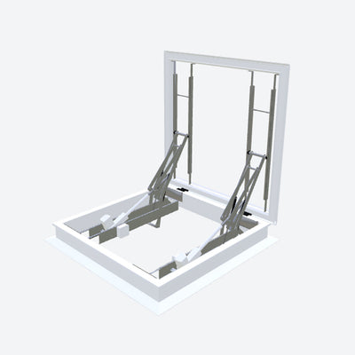 Elektrische daktoegang met polyester opstand 30/00 & iDome hybride koepel 1300 x 1300 mm - Dakopening = dagmaat