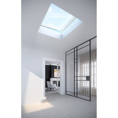 Skylux platdakraam iWindow3 complete set - opengaande uitvoering opaal met pvc-opstand 20/00 EP - LED - binnenzonwering 1100 x 1100 mm