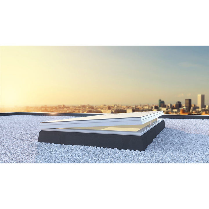 Skylux platdakraam iWindow3 complete set - opengaande uitvoering met pvc-opstand 20/00 EP 1200 x 1200 mm